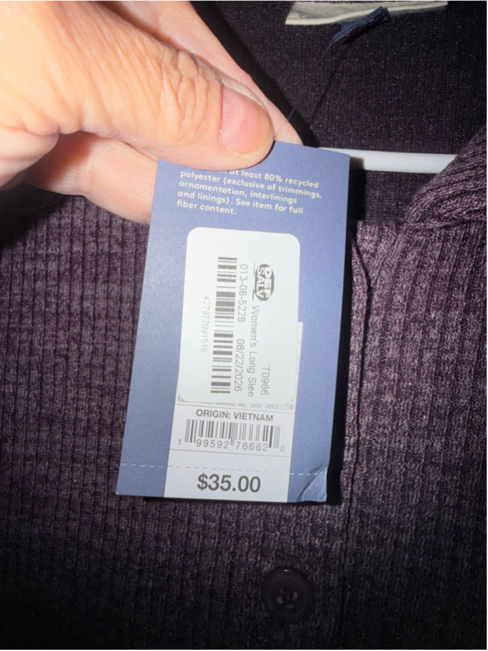 Women's Ribbed Long Sleeve Polo Maxi Dress Purple Size S